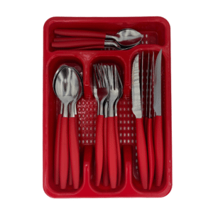Conj c/ 24 talheres c/ separador canada vermelho 7851 Kehome