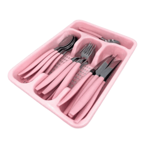 Conj c/ 24 talheres c/ separador canada rosa ref 8427 Kehome