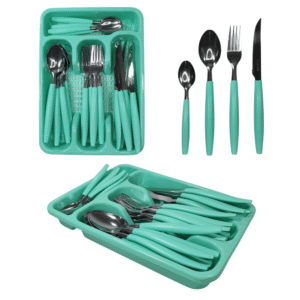 Conj c/ 24 talheres c/ separador canada verde ref 8438 Kehome