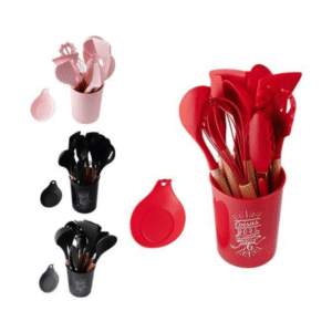 Conjunto c/ 13 utensilios cozinha silicone cb madeira 5617 Clink