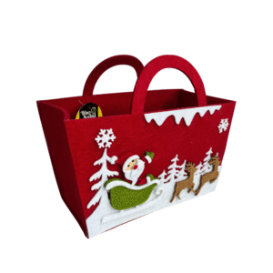 Cesto 22x12x18cm feltro c/ alcas decorativo natal ntg9081 Fartex