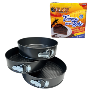 Produto Jogo c/ 03 assadeiras teflon redonda fundo movel rjf8177 Elite