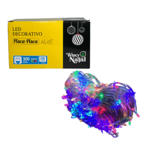 Pisca pisca led 300 lamp color fio transp 27,3 mts 220V Winth