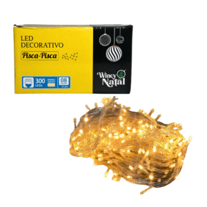Pisca pisca led 300 lamp bco quente fio transp 27,3mts 220V Winth