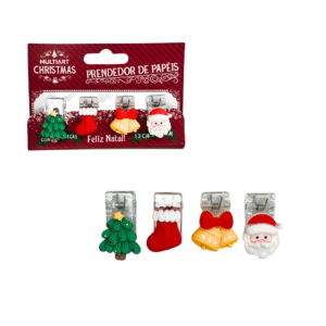 Kit c/ 04 mini prendedor papel natal ref clp0036 Multiart