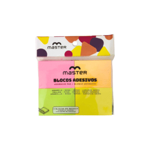 Kit c/ 04 blocos adesivo marcadores color neon oblo4cs Master