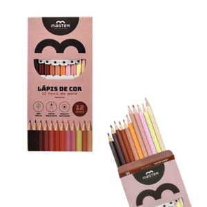 Caixa c/ 12 lapis de cor sextavado tons de pele elrs1tp Master