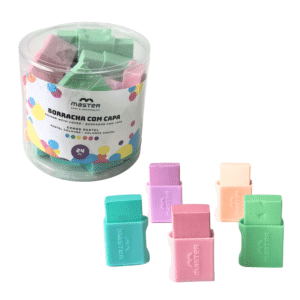 Kit c/ 24 borrachas escolar c/ capa cor pasterl eborcpe Master