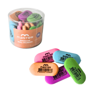 Kit c/ 24 borrachas escolar colorida oval ref eborcpt778 Master