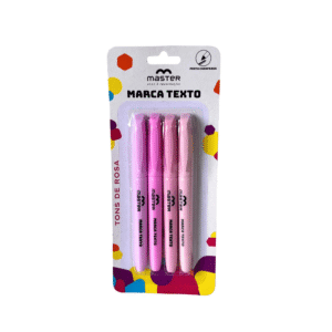 Kit c/ 04 canetas marca texto rosa ref oct4riv Master
