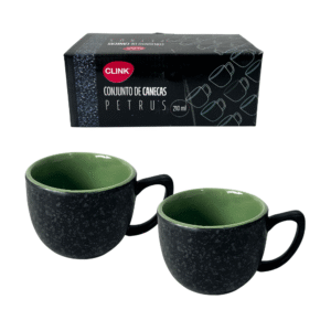 Jogo c/ 02 canecas 210ml ceramica granito ref ck7404 Clink