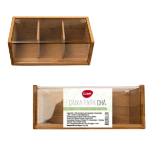 Caixa cha 21,5x11x8,5cm bambu c/ 03 nichos ref ck7575 Clink