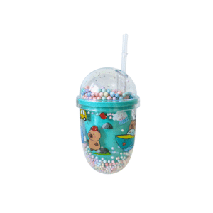 Copo 680 ml plastico infantil c/ tampa e canudo 1606 Golden Rio