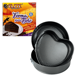 Jogo c/ 03 assadeiras teflon redonda e coracao elf2021 Elite