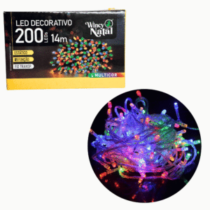 Pisca pisca led 200 lamp color fio transp 14mts 127V 85200 Winth