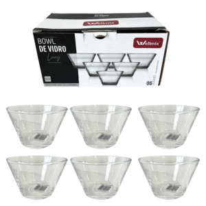 Jogo c/ 06 bowl vidro transparente sobremesa lucy 21843 Wellmix