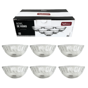 Jogo c/ 06 bowl vidro transparente sobremesa carmine 1847 Wellmix