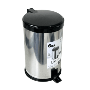 Lixeiro 15 lts c/ pedal inox tampa preta ref 3477 Viel Industria
