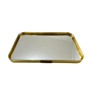 Bandeja 25x15x1,4cm decorativa ret espelhada metal dv80451 Dcarte