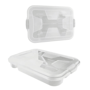 Porta talher plastico branco c/ tampa e trava ref 1008 Uninjet