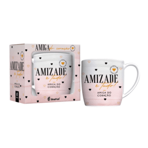 Caneca 300 ml porcelana amiga do coracao 10031 JTX Comercio