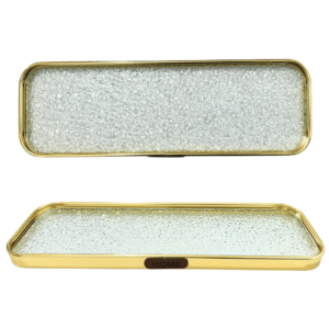 Bandeja 30x10cm decorativa ret vidro metal 4087 C3B Comercio