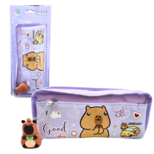 Estojo escolar 21x09cm c/ chaveiro capivara he61540 Interponte