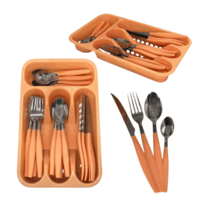 Conj c/ 24 talheres color e suporte rose ref ixb06113 Wincy