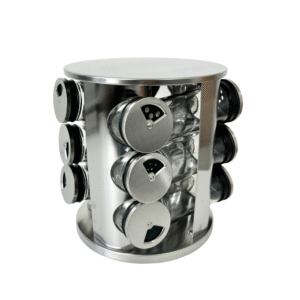 Porta condimento c/12 pote vidro giratorio inox 17609 Inga Import