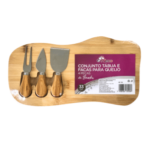 Conj de tabua corte bambu c/04 talheres queijo 17821 Inga Import