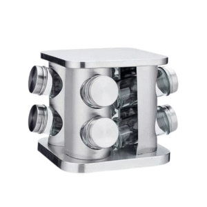 Porta condimento 09 pcs vidro suporte inox giratorio 03298 Wincy