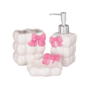 Kit banheiro 03 pcs porcelana cutie lace ref prb01141 Rio de Ouro