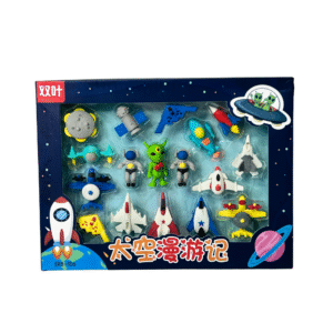 Kit c/ 17 borrachas escolar infantil espacial  ref max0037 Primax