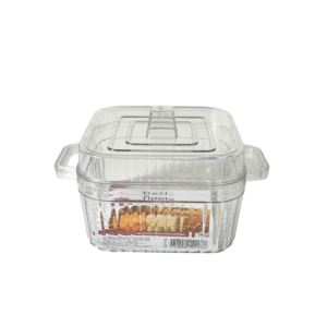 Tigela 1,5 lts quadrada c/ tampa plastico pet fj90267 FWB