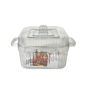 Tigela 2,65 lts quadrada c/ tampa plastico pet fj90268 FWB