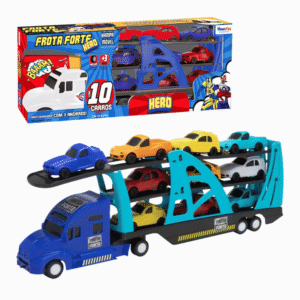 Caminhao cegonha forte c/ 10 carrinhos ref 2066 Xplast Playduo