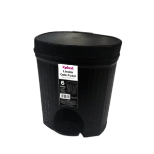 Lixeira 06 lts c/ pedal plastico preto ref 7171 Xplast Playduo