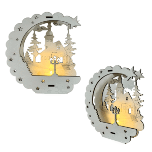 Enfeite decorativo de natal luminaria mdf igreja 1025n Maia