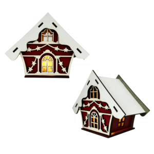 Enfeite decorativo de natal luminaria mdf casa media 5902 Maia