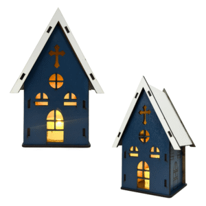 Enfeite decorativo de natal luminaria mdf igreja 5913 Maia