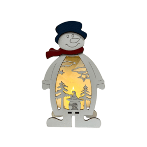 Enfeite decorativo de natal luminaria mdf boneco neve P 5910 Maia