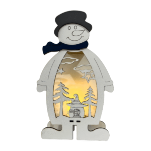 Enfeite decorativo de natal luminaria mdf boneco neve G 5911 Maia