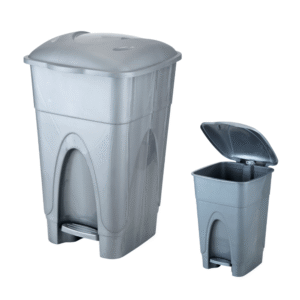 Lixeiro 30 lts c/ pedal plastico prata ref 106 Injeplastec