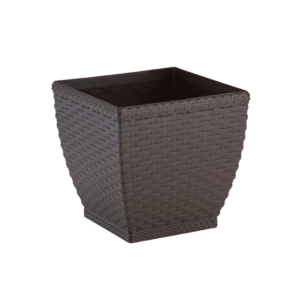 Vaso 13,1 lts rattan cachepo quadrado coffe ref 646 Injeplastec