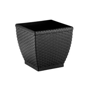 Vaso 13,1 lts rattan cachepo quadrado preto ref 872 Injeplastec