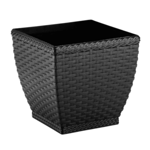 Vaso 30 lts rattan cachepo quadrado preto ref 874 Injeplastec