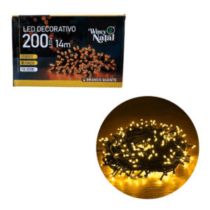 Pisca pisca led 200 lamp bco quente fio verde 14mts 127V  Winth