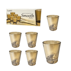 Jogo c/ 06 copos 50ml vidro shot ambar ref 88659 Kehome