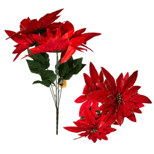 Buque c/ 05 galhos flor 43cm vermelha natal ntr65009 Fartex