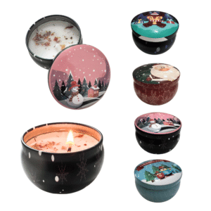 Enfeite decorativo de natal pote metal 6cm c/ vela 61201 Fartex